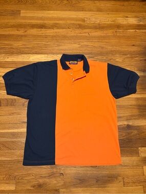 Vintage 1990s color-block Polo Shirt Orange Black